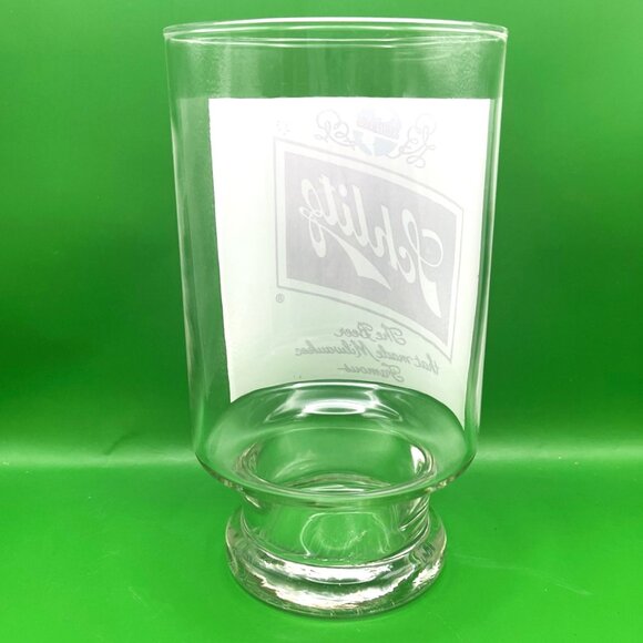 Vintage Schlitz Beer Glass 32oz Footed Tumbler Barware Milwaukee Pedestal Pint - Picture 2 of 9
